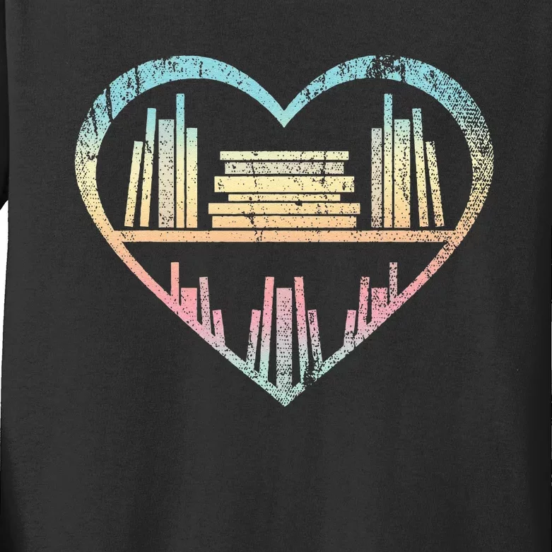 Book Nerd Reader Heart Librarian Gift Love Reading Kids Long Sleeve Shirt