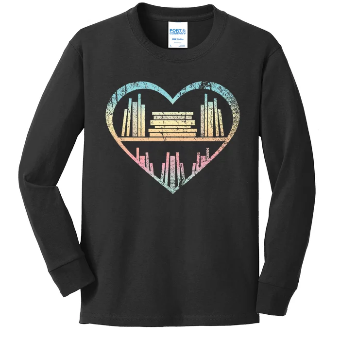 Book Nerd Reader Heart Librarian Gift Love Reading Kids Long Sleeve Shirt