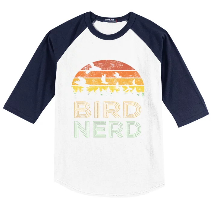 Bird Nerd Retro Vintage Distressed Bird Watcher Watching Meaningful Gift Baseball Sleeve Shirt