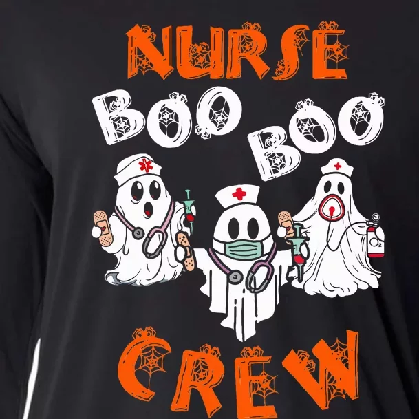 Boo Nurse Scrub Funny Ghost Halloween Costumes Cooling Performance Long Sleeve Crew