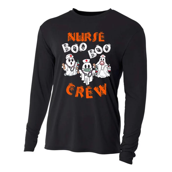 Boo Nurse Scrub Funny Ghost Halloween Costumes Cooling Performance Long Sleeve Crew