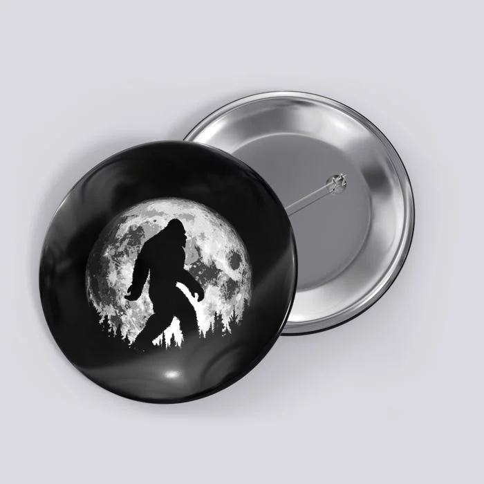 Bigfoot Night Stroll! Cool Full Moon & Trees Sasquatch Button