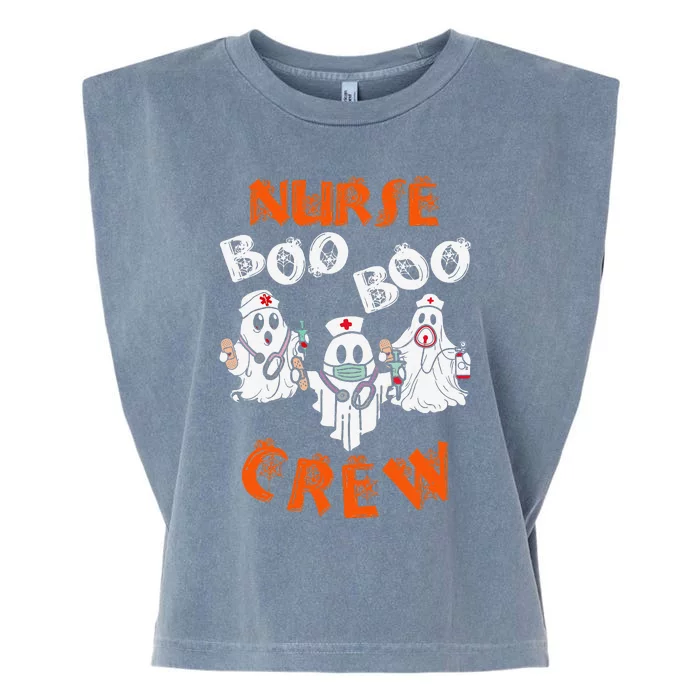 Boo Nurse Scrub Funny Ghost Halloween Garment-Dyed Women's Muscle Tee