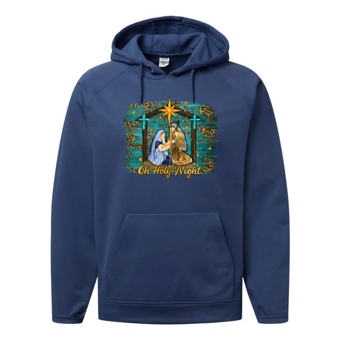 Beautiful Nativity Scene Jesus Christmas Graphic Gift Performance Fleece Hoodie