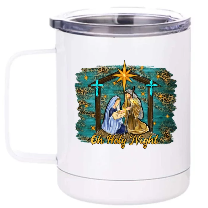 Beautiful Nativity Scene Jesus Christmas Graphic Gift Front & Back 12oz Stainless Steel Tumbler Cup