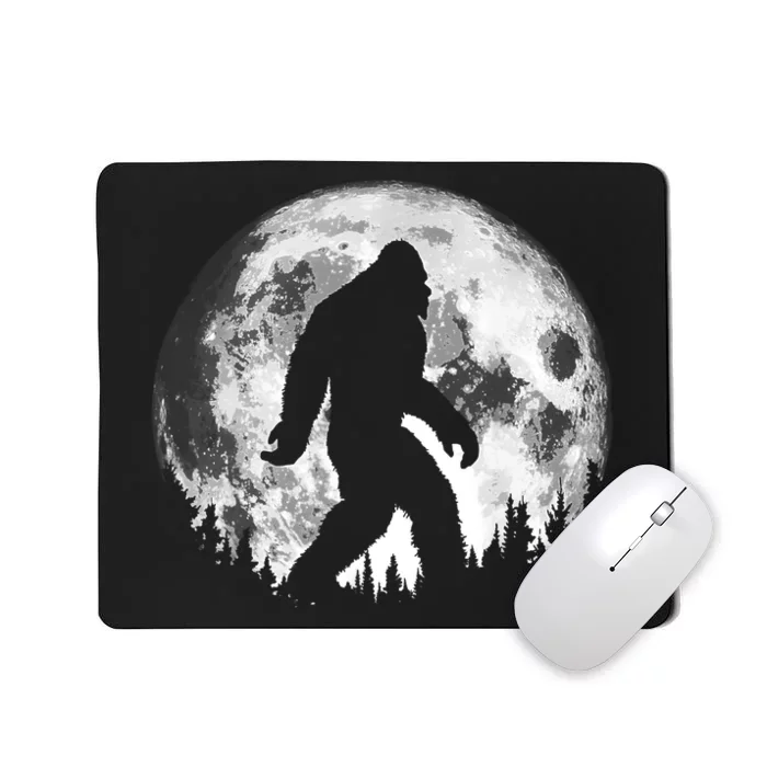 Bigfoot Night Stroll! Cool Full Moon Night & Trees Sasquatch Mousepad