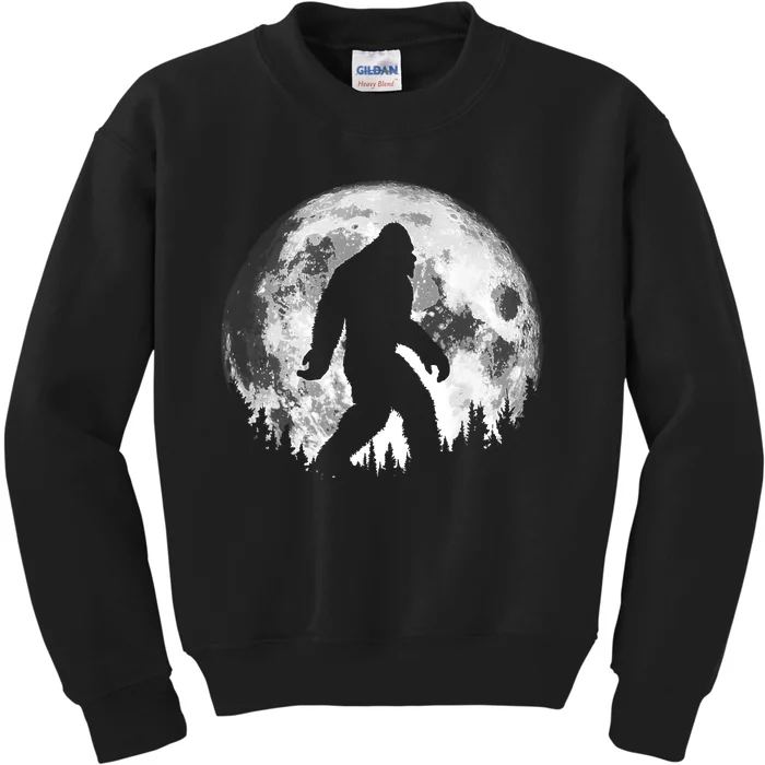 Bigfoot Night Stroll! Cool Full Moon Night & Trees Sasquatch Kids Sweatshirt