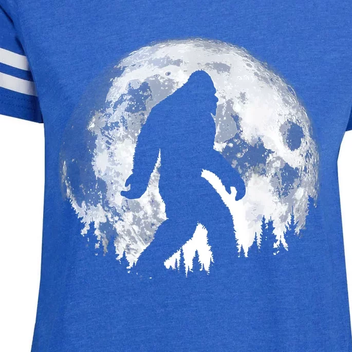 Bigfoot Night Stroll! Cool Full Moon Night & Trees Sasquatch Enza Ladies Jersey Football T-Shirt