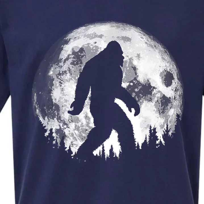 Bigfoot Night Stroll! Cool Full Moon Night & Trees Sasquatch Sueded Cloud Jersey T-Shirt