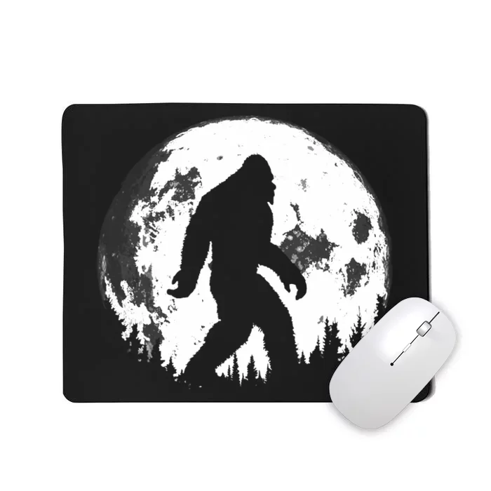 Bigfoot Night Stroll! Cool Full Moon Night & Trees Sasquatch Mousepad