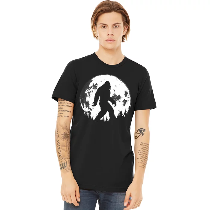 Bigfoot Night Stroll! Cool Full Moon Night & Trees Sasquatch Premium T-Shirt