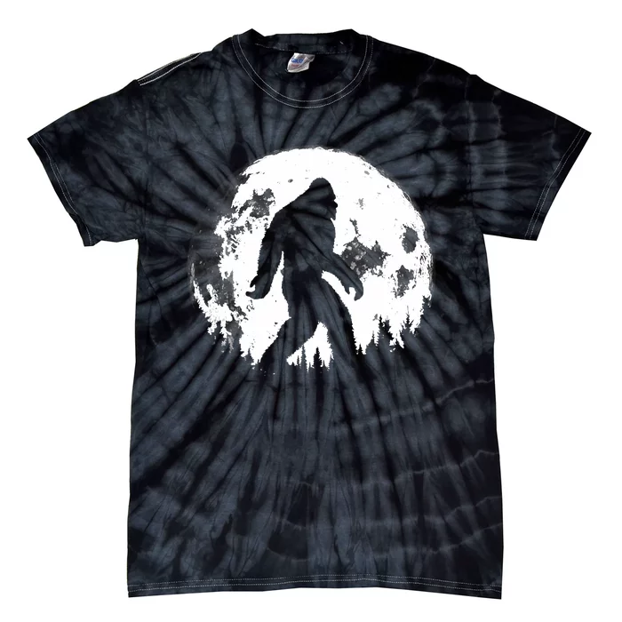 Bigfoot Night Stroll! Cool Full Moon Night & Trees Sasquatch Tie-Dye T-Shirt