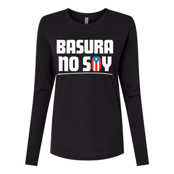 Basura No Soy Puerto Rico Flag Boricua Womens Cotton Relaxed Long Sleeve T-Shirt