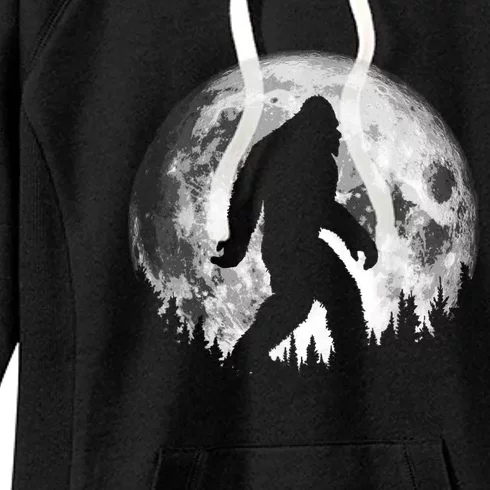 Bigfoot Night Stroll! Cool Full Moon & Trees Sasquatch Women's Fleece Hoodie