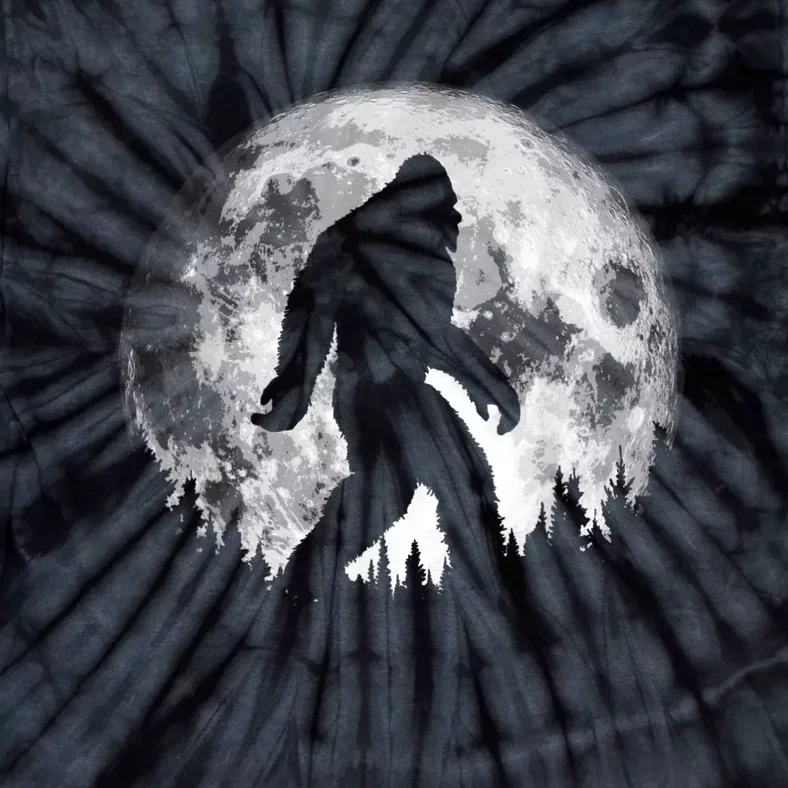 Bigfoot Night Stroll! Cool Full Moon & Trees Sasquatch Tie-Dye T-Shirt