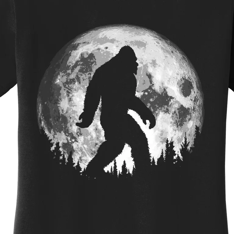 Bigfoot Night Stroll! Cool Full Moon & Trees Sasquatch Women's T-Shirt