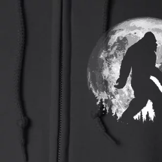 Bigfoot Night Stroll! Cool Full Moon & Trees Sasquatch Full Zip Hoodie