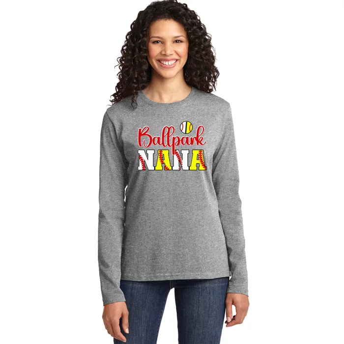 Ballpark Nana Softball Ladies Long Sleeve Shirt