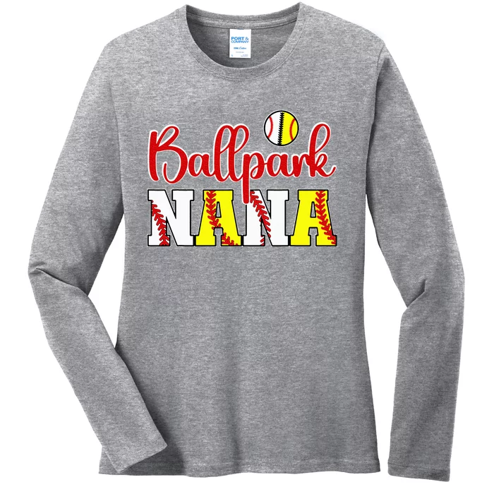 Ballpark Nana Softball Ladies Long Sleeve Shirt