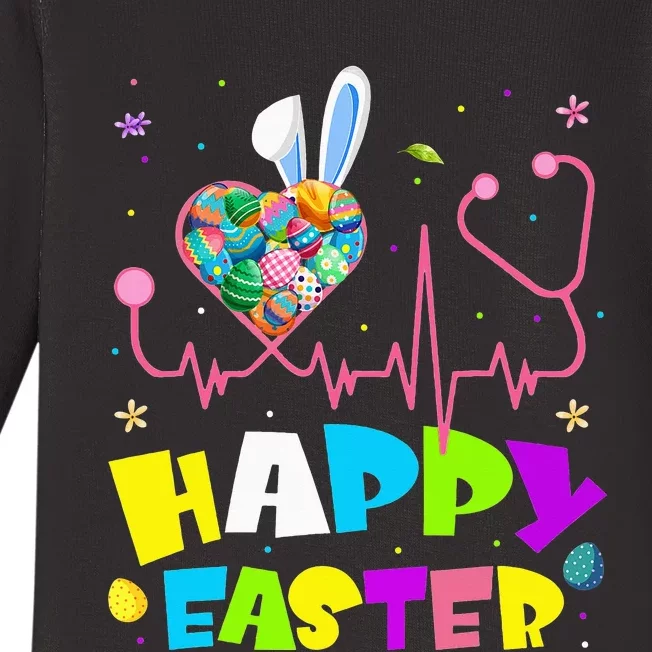 Bunny Nurse Stethoscope Happy Easter Eggs Rabbit Nurses Baby Long Sleeve Bodysuit