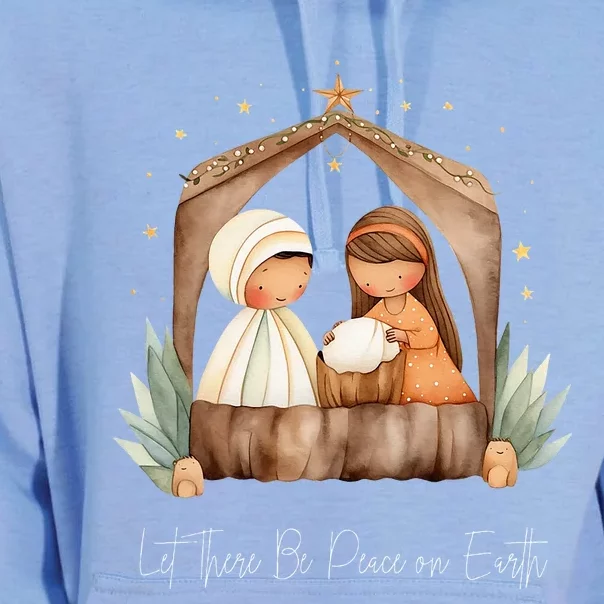 Boho Nativity Scene Let There Be Peace on Earth Xmas Unisex Surf Hoodie