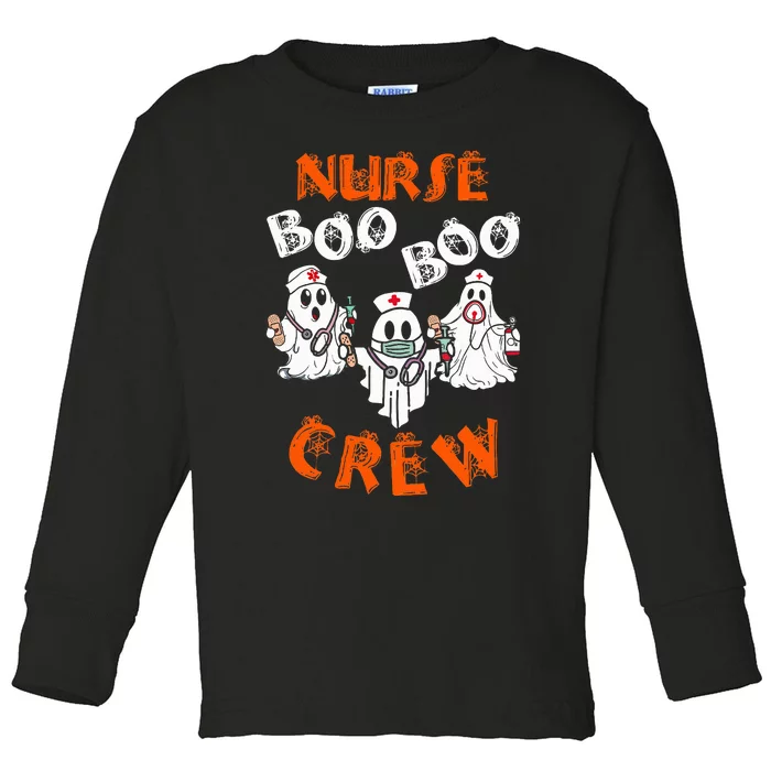 Boo Nurse Scrub Funny Ghost Halloween Toddler Long Sleeve Shirt