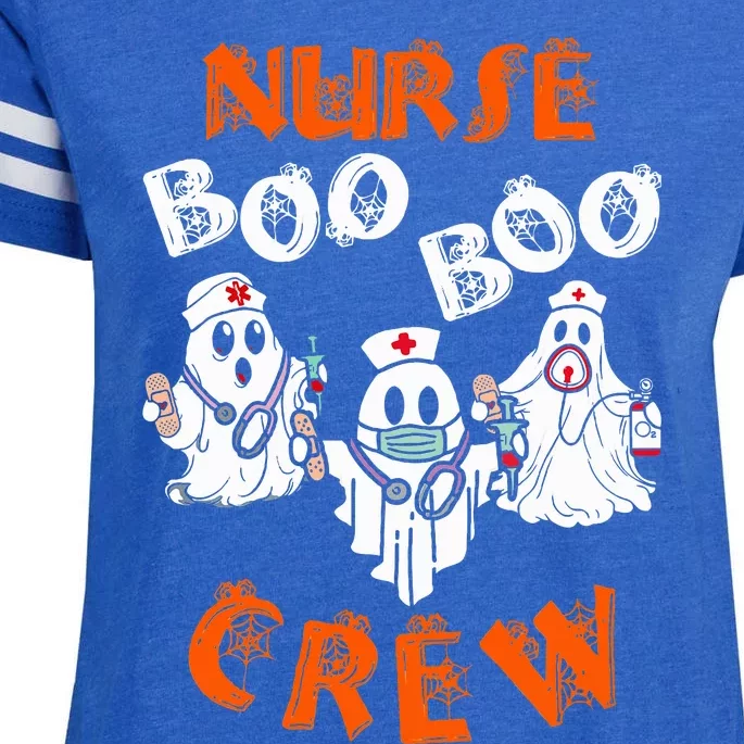 Boo Nurse Scrub Funny Ghost Halloween Enza Ladies Jersey Football T-Shirt