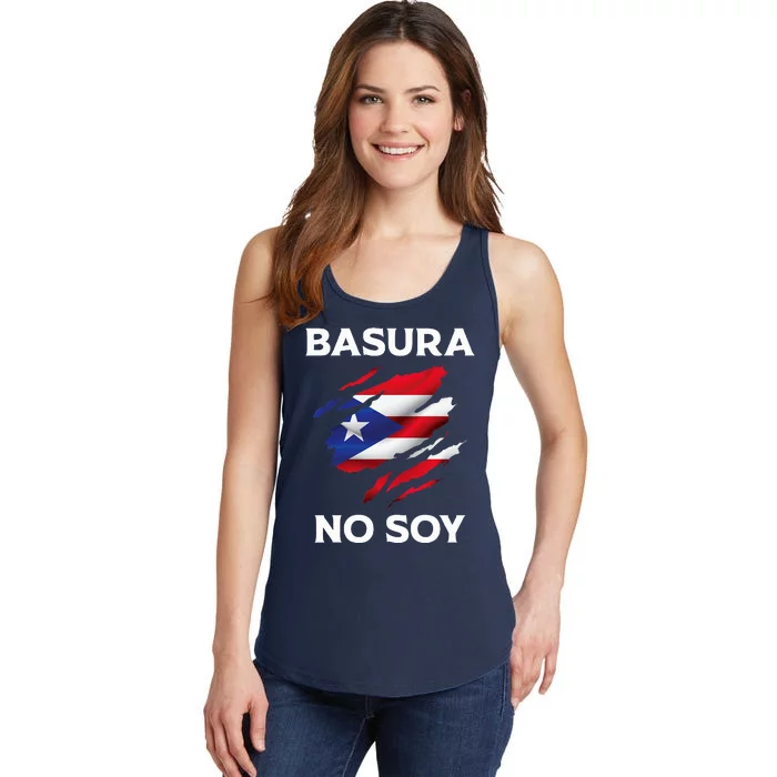 Basura No Soy Puerto Rico Flag Boricua Ladies Essential Tank