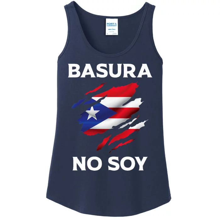 Basura No Soy Puerto Rico Flag Boricua Ladies Essential Tank