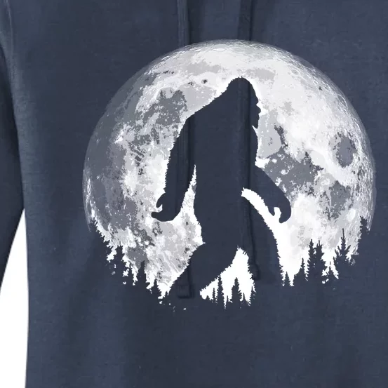 Bigfoot Night Stroll! Cool Full Moon And Trees Sasquatch Cute Gift Women's Pullover Hoodie