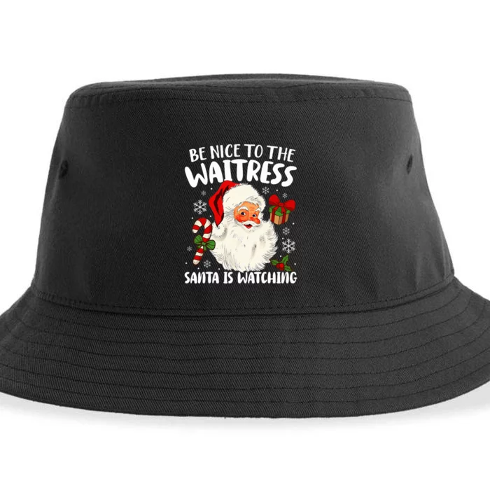 Be Nice To The Waitress Santa Is Watching Christmas Xmas Sustainable Bucket Hat