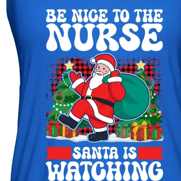 Be Nice To The Nurse Santa Is Watching Christmas Xmas Party Gift Ladies Essential Flowy Tank