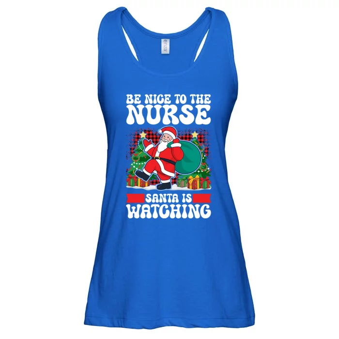 Be Nice To The Nurse Santa Is Watching Christmas Xmas Party Gift Ladies Essential Flowy Tank