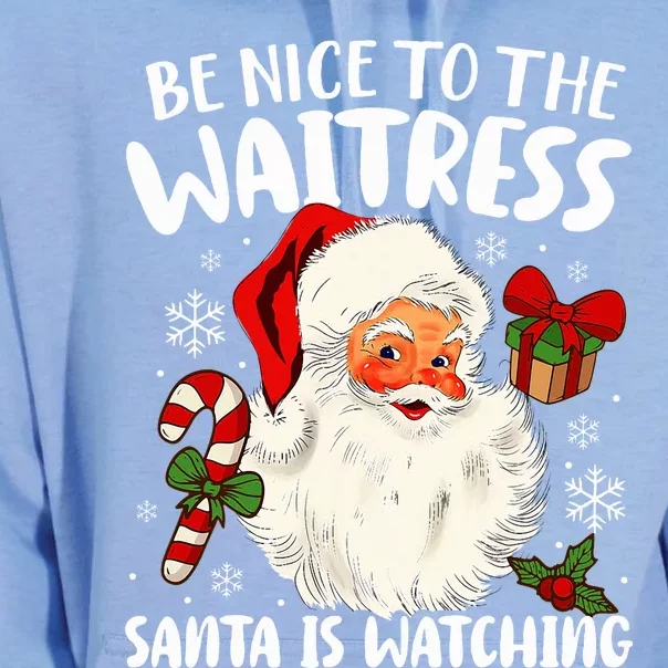 Be Nice To The Waitress Santa Is Watching Xmas Unisex Surf Hoodie