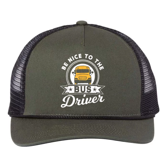 Be Nice To The Bus Driver Job Operator Busman Buses Retro Rope Trucker Hat Cap