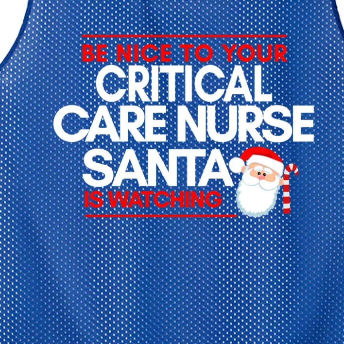 Be Nice To Your Critical Care Nurse Santa Is Watching Gift Mesh Reversible Basketball Jersey Tank