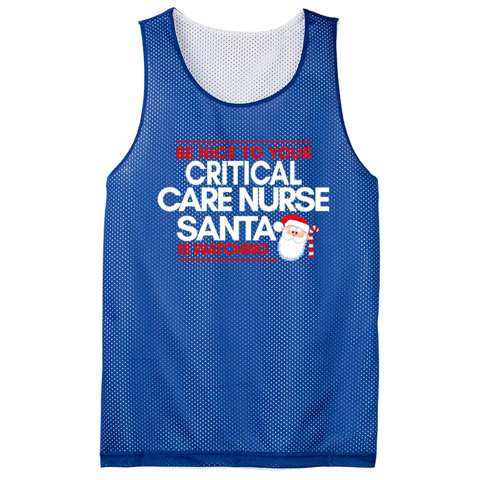 Be Nice To Your Critical Care Nurse Santa Is Watching Gift Mesh Reversible Basketball Jersey Tank