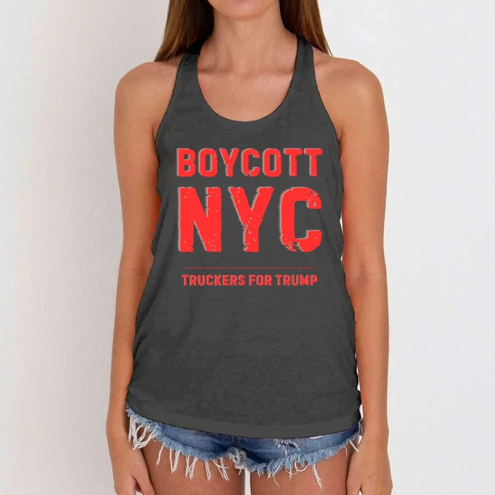 Boycott Nyc Truckers For Trump Women's Knotted Racerback Tank