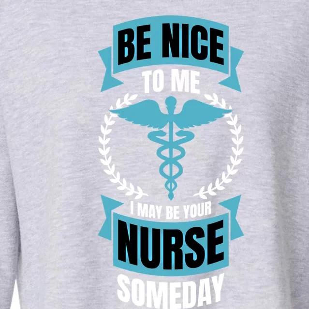 Be Nice To Me I May Be Your Nurse Someday Gift Cropped Pullover Crew