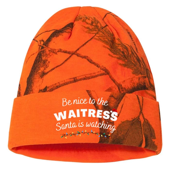 Be nice to the waitress Santa is Watching Funny Xmas Kati - 12in Camo Beanie