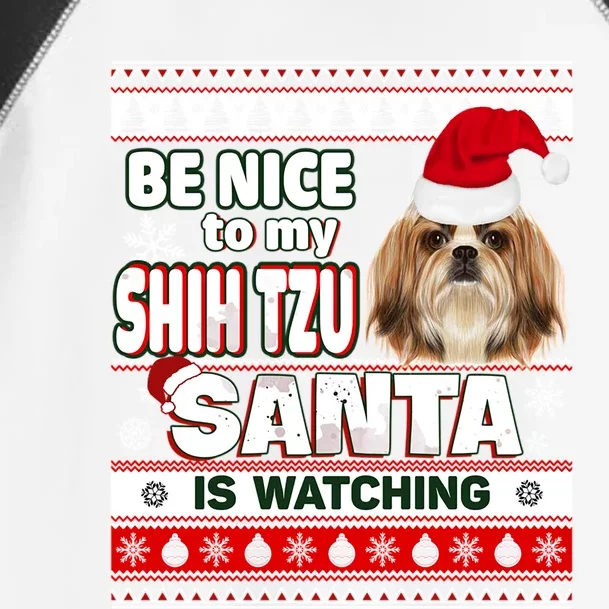 Be Nice To Me I Know Santa Shih Tzu Dog Christmas Great Gift Toddler Fine Jersey T-Shirt