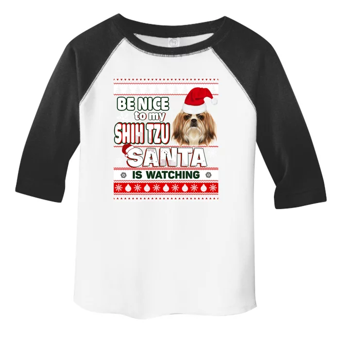 Be Nice To Me I Know Santa Shih Tzu Dog Christmas Great Gift Toddler Fine Jersey T-Shirt