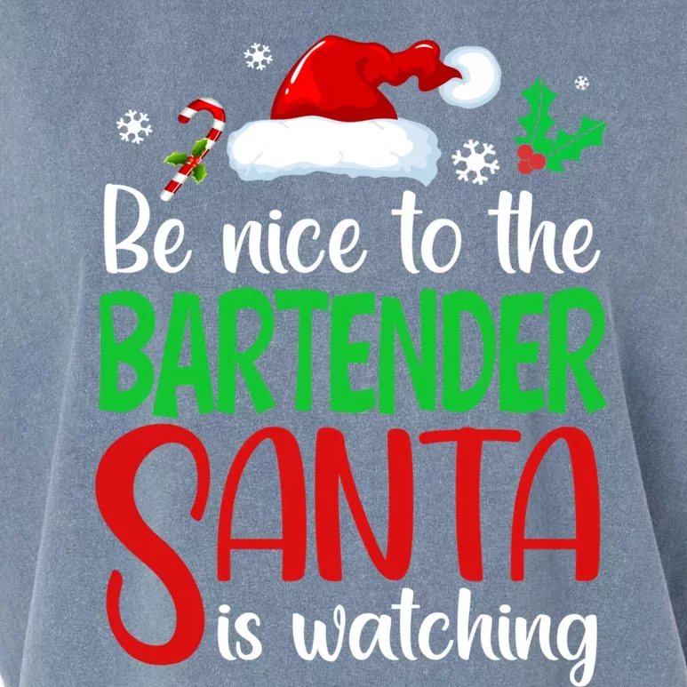 Be Nice To The Bartender Santa Is Watching Xmas Gift Garment-Dyed Women's Muscle Tee