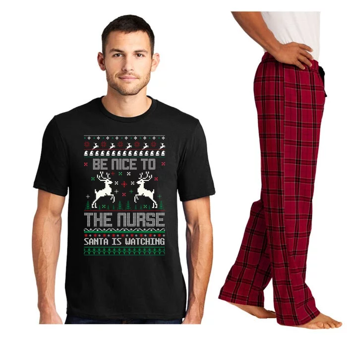 Be Nice To The Nurse Santa Is Watching Pajama Set