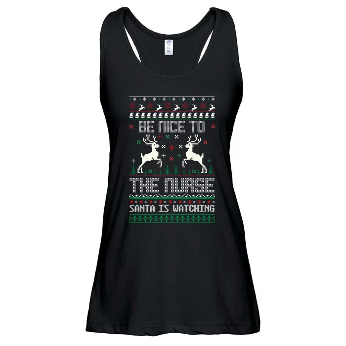 Be Nice To The Nurse Santa Is Watching Ladies Essential Flowy Tank