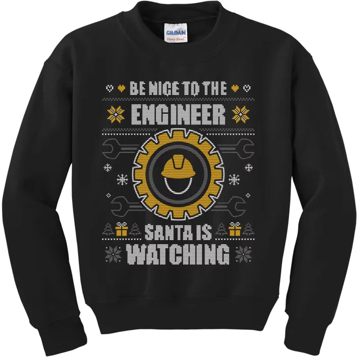 Be Nice To The Engineer Ugly Christmas Gift Engineering Kids Sweatshirt