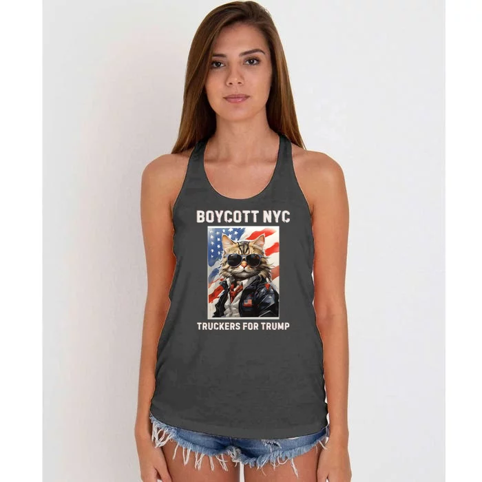 Boycott Nyc Truckers For Trump Women's Knotted Racerback Tank