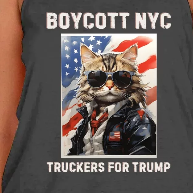 Boycott Nyc Truckers For Trump Women's Knotted Racerback Tank