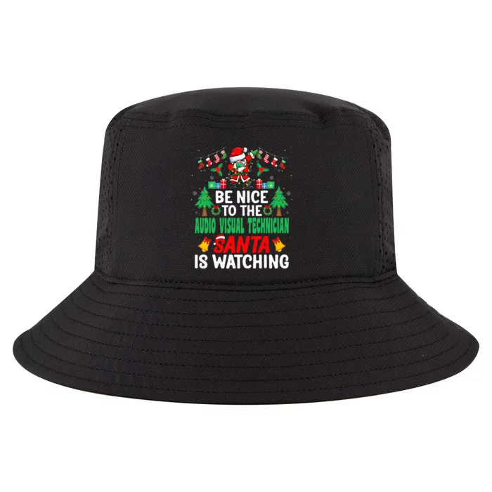 Be Nice To The Audio Visual Technician Santa Christmas Cool Comfort Performance Bucket Hat