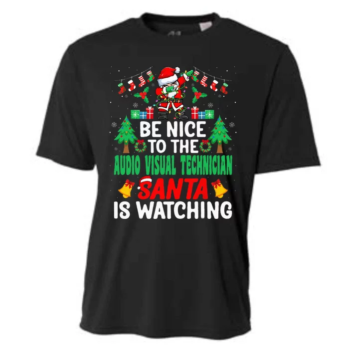 Be Nice To The Audio Visual Technician Santa Christmas Cooling Performance Crew T-Shirt